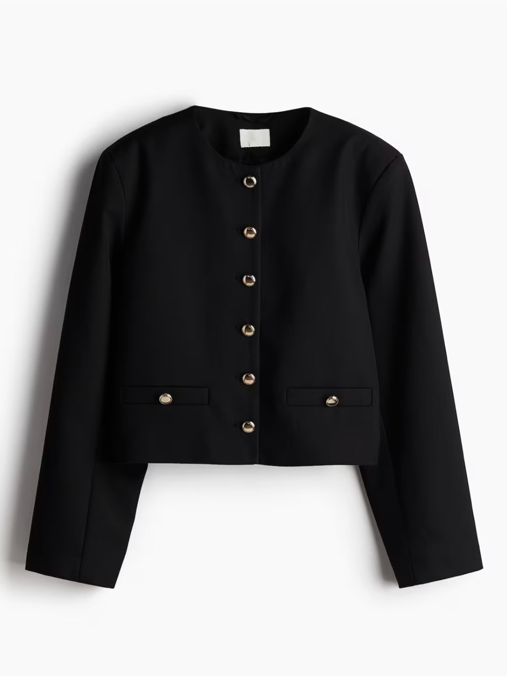 H&M Black Cropped Jacket with Gold Buttons